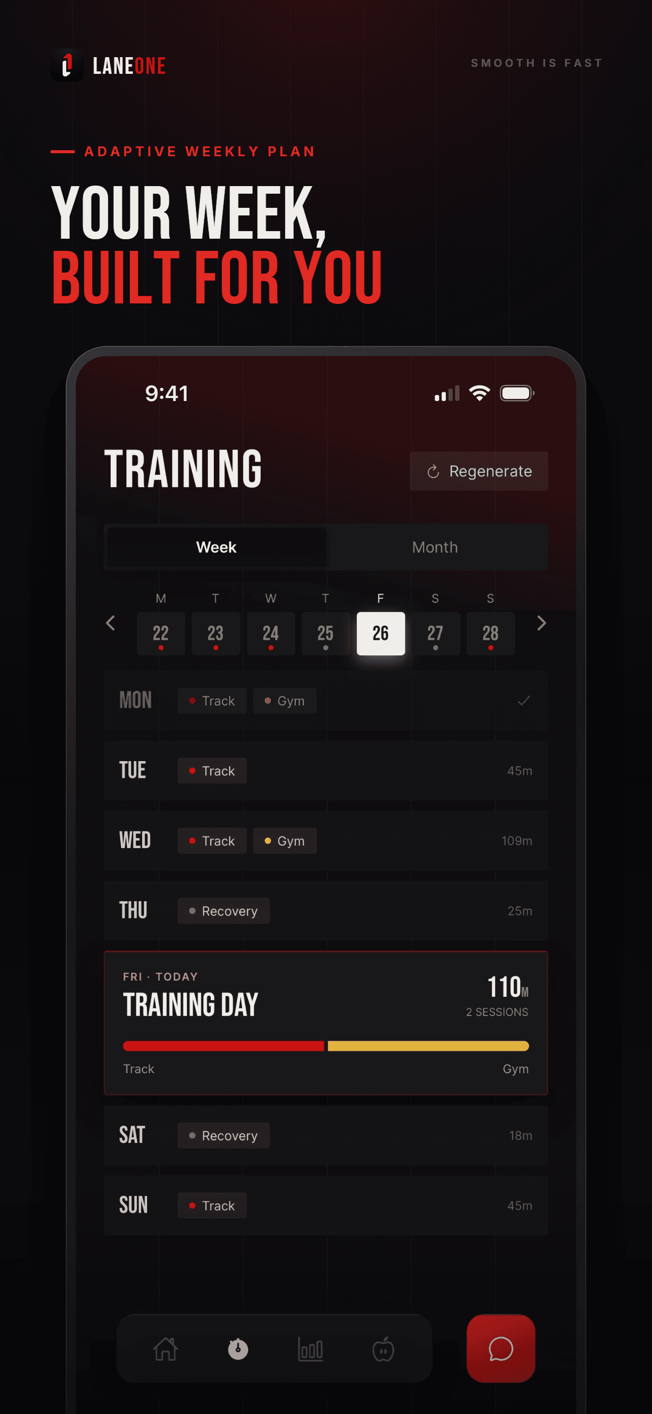 Adaptive weekly training plan that you can regenerate